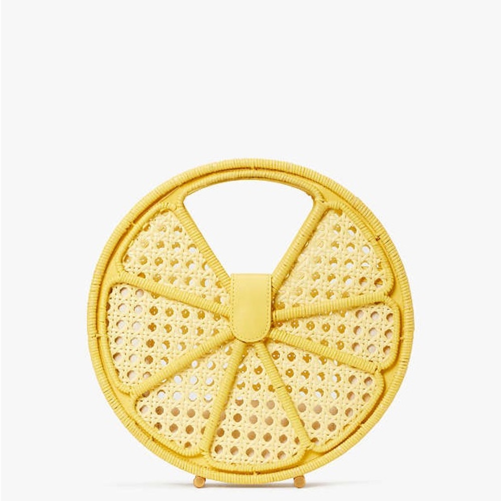SOLD! kate spade NWT/NIP! $428 MSRP Lemon Drop Rattan Top-handle Bag - Picture 6 of 10